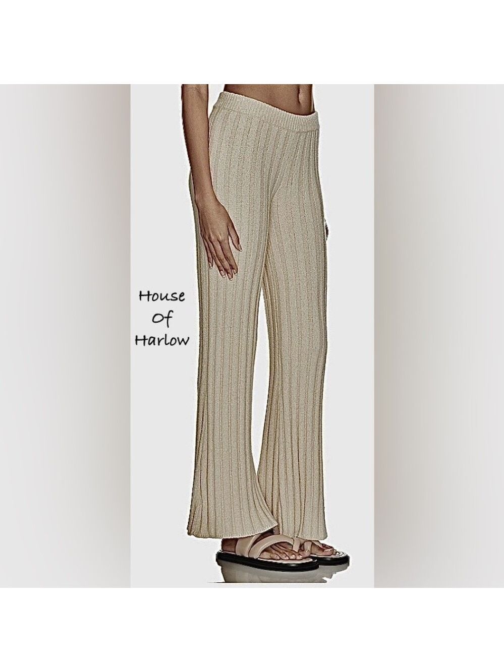 House of Harlow x REVOLVE Nordi girl Chic Pants Metallic Gray Ribbed Size Med